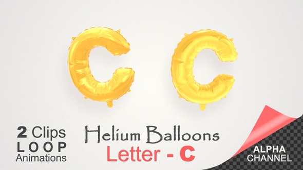 Helium Gold Balloons With Letter – C