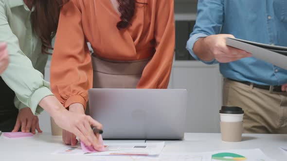 Close up hands of businessman and woman people group meeting in office. alt