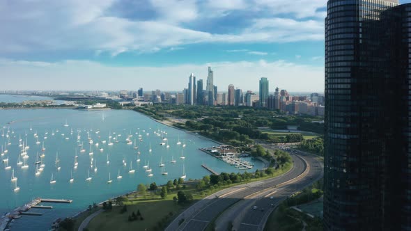 Aerial Overview of Miami Downtown Beautiful Residential Buildings at Harbor alt