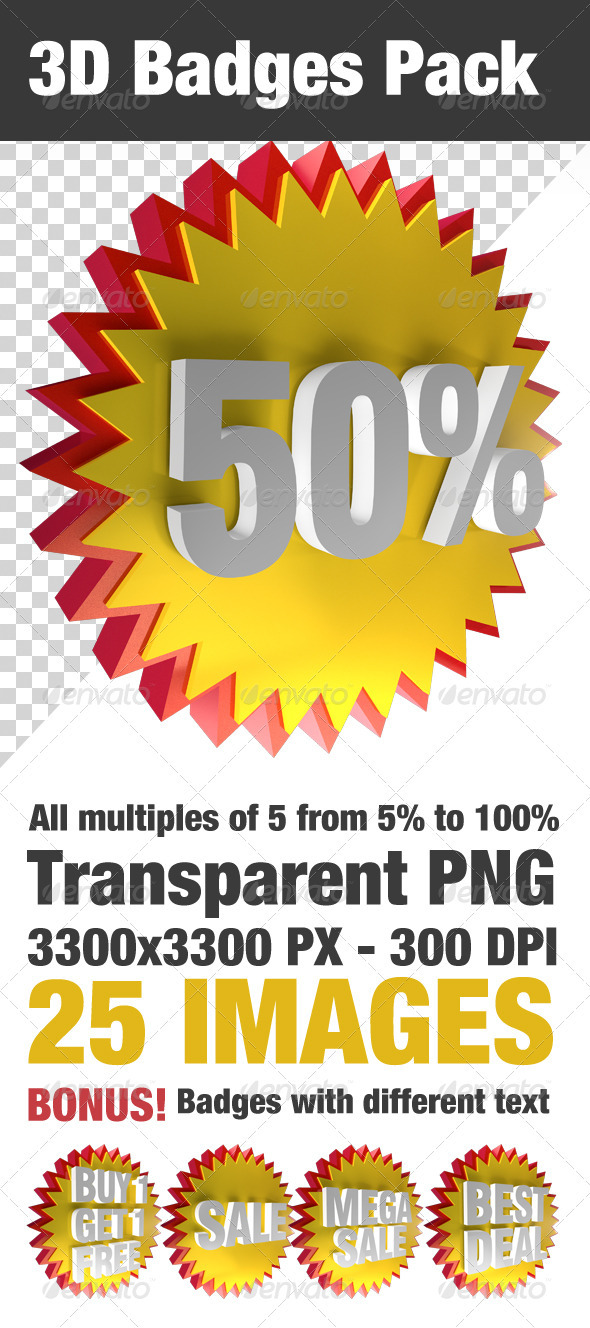 3D Badges Pack - Text 3D Renders