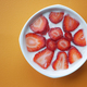  Ripe Red Strawberries and yogurt n a bowl on table  - PhotoDune Item for Sale