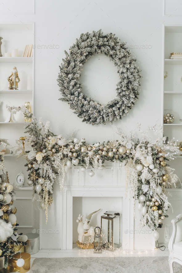 Christmas Decor In White And Gold