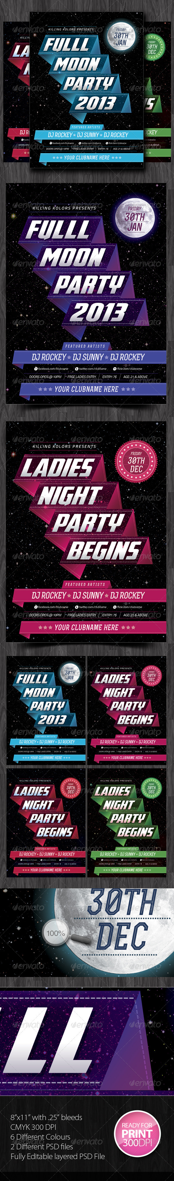 Full Moon Party Flyer - Clubs & Parties Events