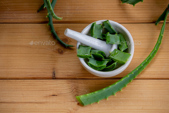 Natural moisturizer for skin care with fresh aloe vera. - Stock Photo - Images