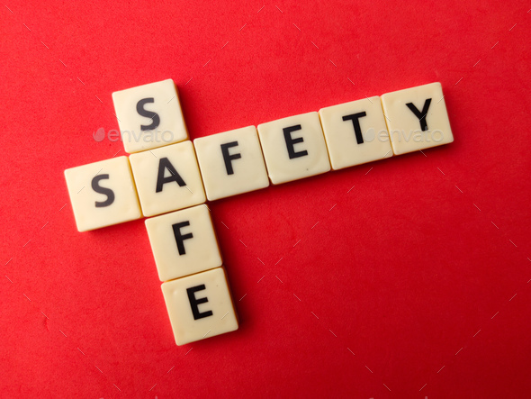 Toys word with word SAFE SAFETY - Stock Photo - Images
