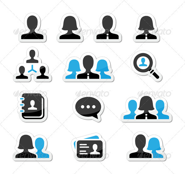 Businessman and Woman User Vector Icons Set - People Characters