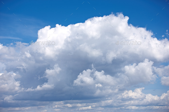 Nature, texture and environment with clouds in blue sky for heaven, peace and climate. Sunshine, mo