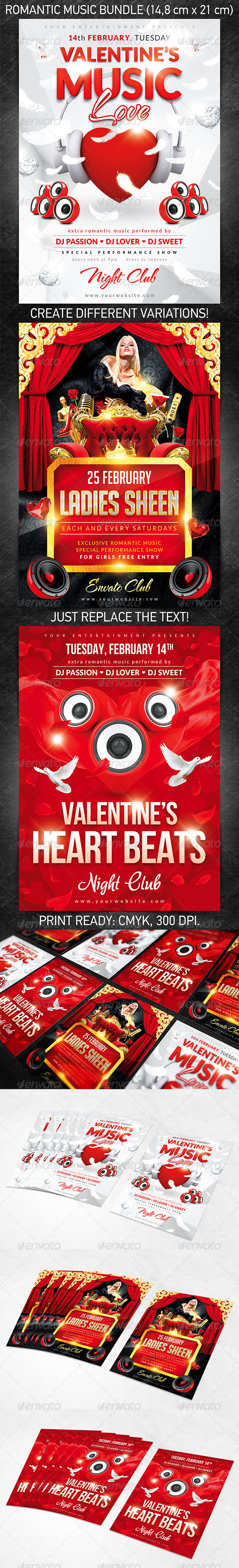 Romantic Music Flyer Bundle - Clubs & Parties Events