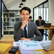 Male marketing business manager in formal clothes sitting at work desk. - PhotoDune Item for Sale