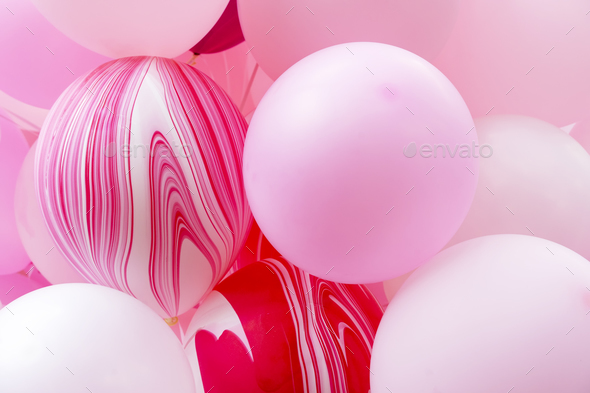 Closeup of pink balloons. Abstract background. Celebration party and decoration backdrop. - Stock Photo - Images