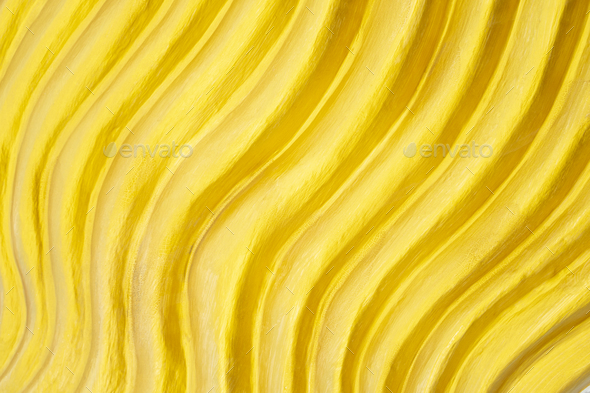 Abstract background from gold curve decorated on wall. Yellow backdrop. - Stock Photo - Images