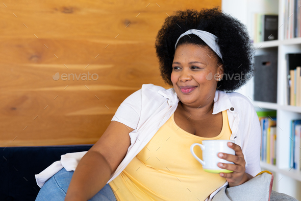 Happy African American Plus Size Woman In Free Stock Photo and