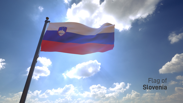 Slovenia Flag on a Flagpole V4 alt