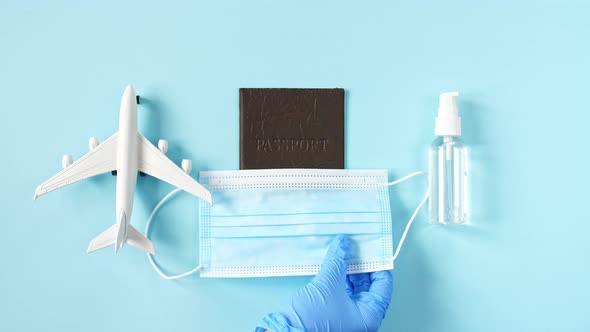 Model Airplane Passport Protective Equipment for Prevention of Virus Infection Medical Masks Hand alt