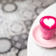 Glass of pink beetroot latte with heart latte art on marble table background. - PhotoDune Item for Sale