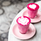 Two glasses of pink beetroot latte with latte art on marble table background. - PhotoDune Item for Sale