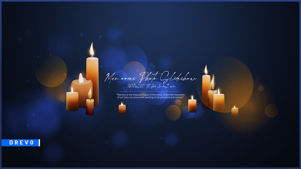 Memories Photo Slideshow/ Candles/ Rest and Peace/ Farewell Video/ Fire/ Particles/ Lens Flare Light