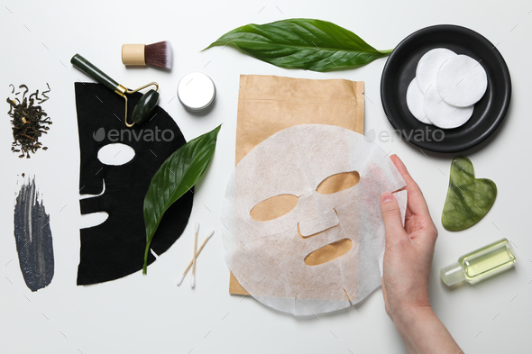 Concept of face and skin care with cosmetic mask - Stock Photo - Images