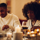 African american couple having romantic dinner date at home - PhotoDune Item for Sale