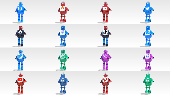 Cartoon Robot Running Logo Reveal Bundle