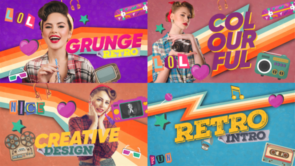 retro show intro after effects project template free download