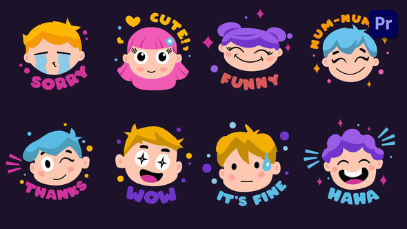 Face Expressions Emoji stickers [Premiere Pro]