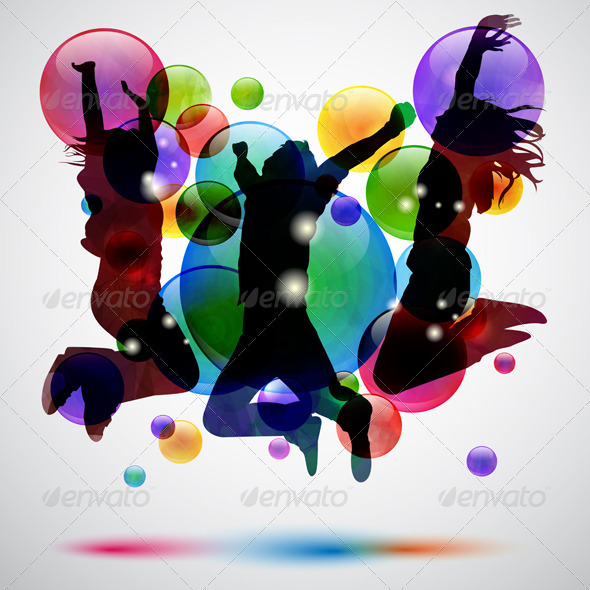 Jumping Vector Illustration - People Characters