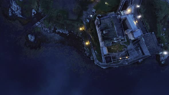 Top View of the Island of Donan at Dusk in Scotland alt