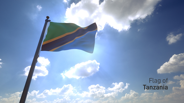 Tanzania Flag on a Flagpole V4 alt