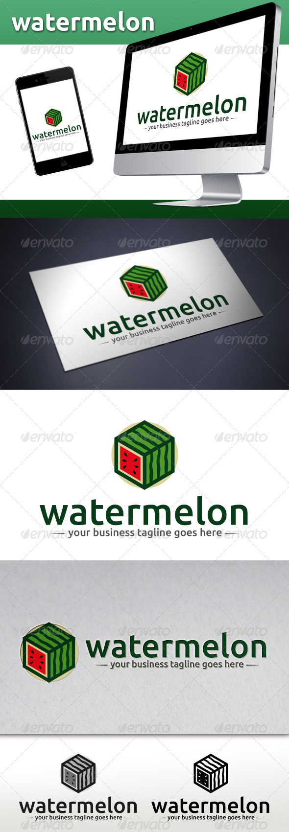 Watermelon Box Logo Template - Food Logo Templates