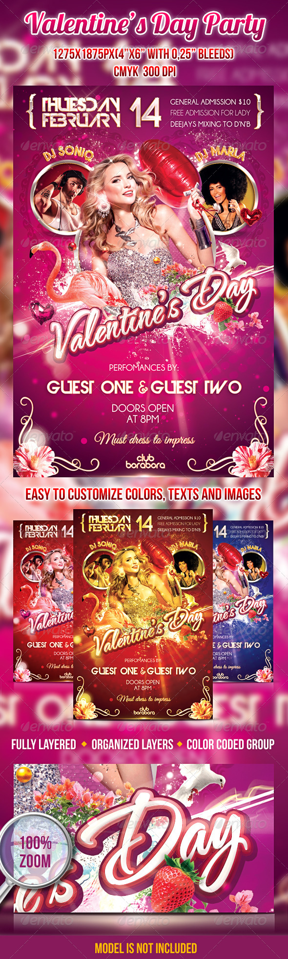 Valentine’s Day Party Psd Flyer Template - Clubs & Parties Events