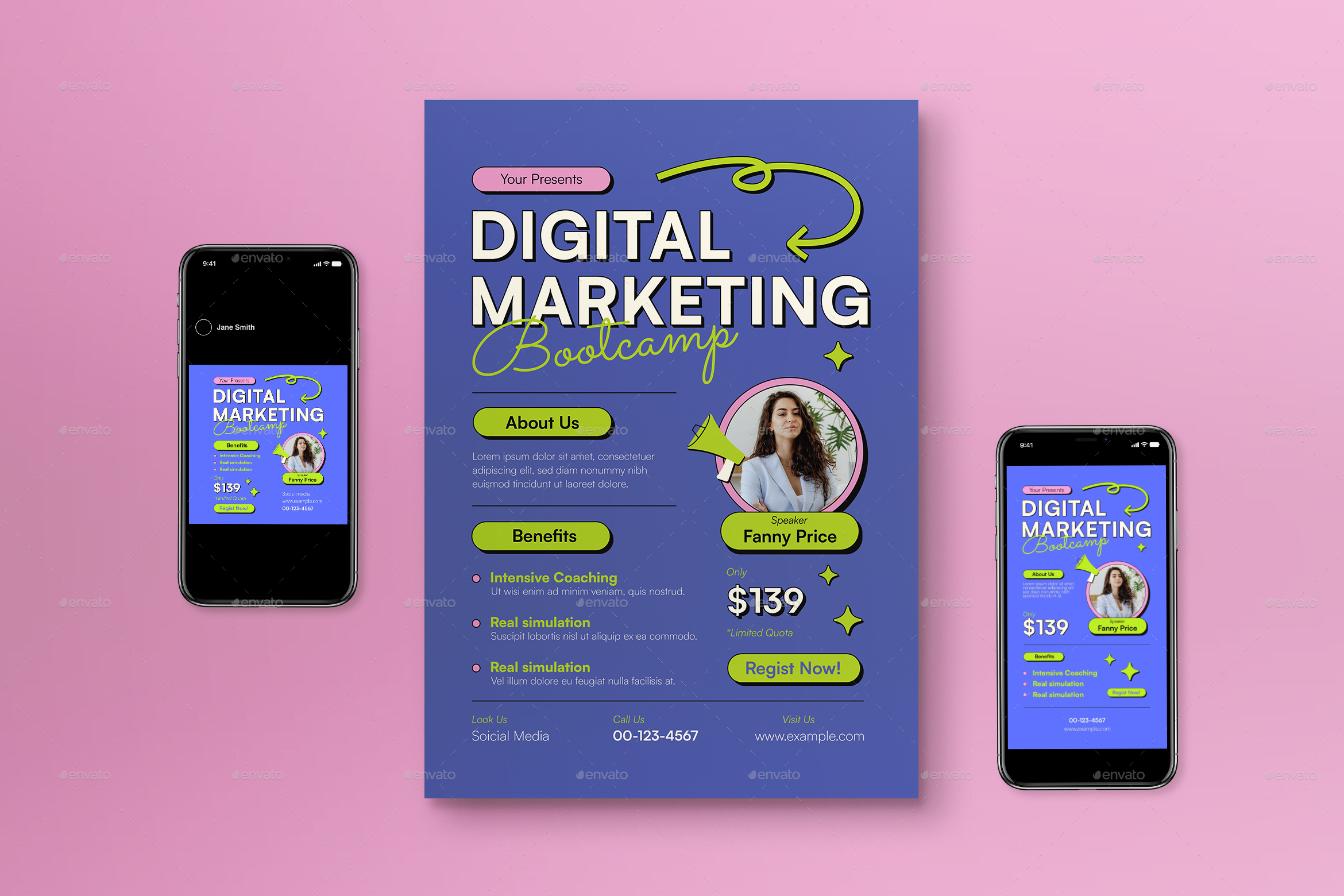 Purple Modern Digital Marketing Flyer Set, Print Templates | GraphicRiver