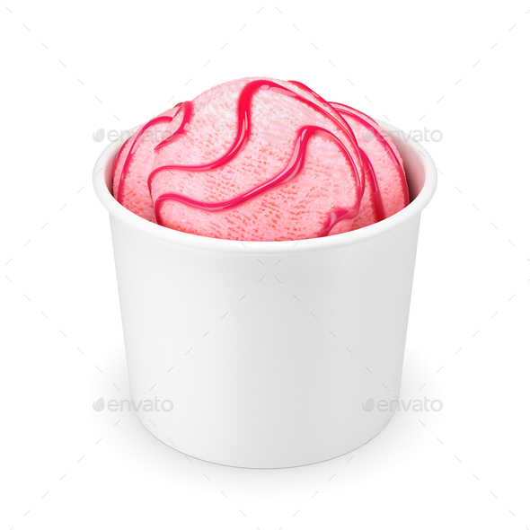 Strawberry Pink Ice Cream Scoop Background Macro Shot Stock Photo