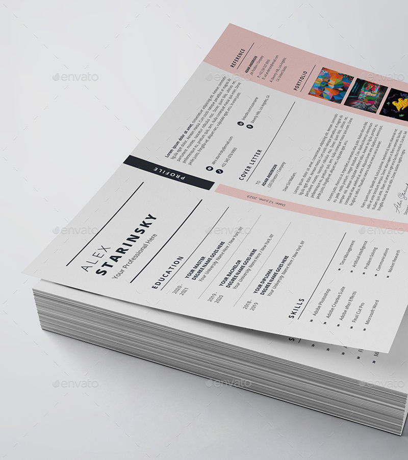 Cv Reference Landscape Landscape Resume/CV Template, Print Templates | GraphicRiver