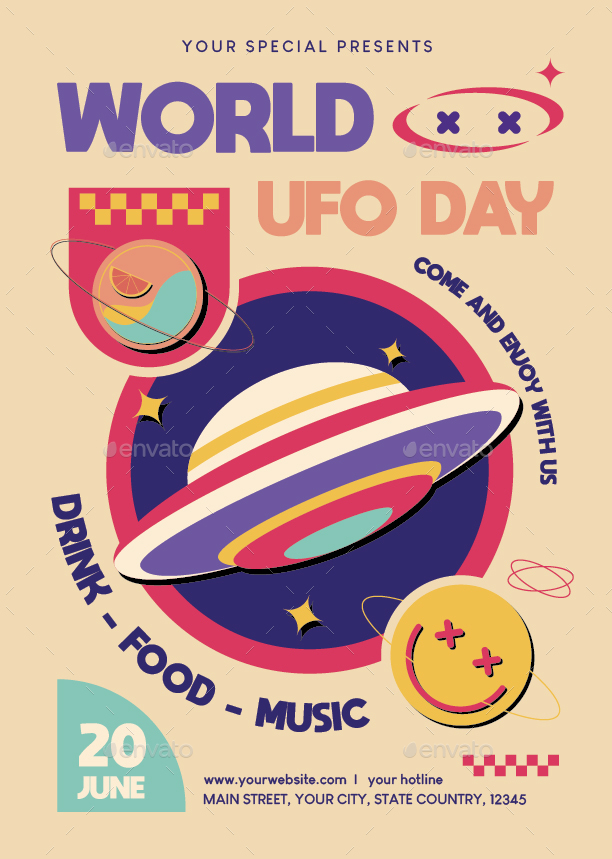 World Ufo Day Flyer, Print Templates 