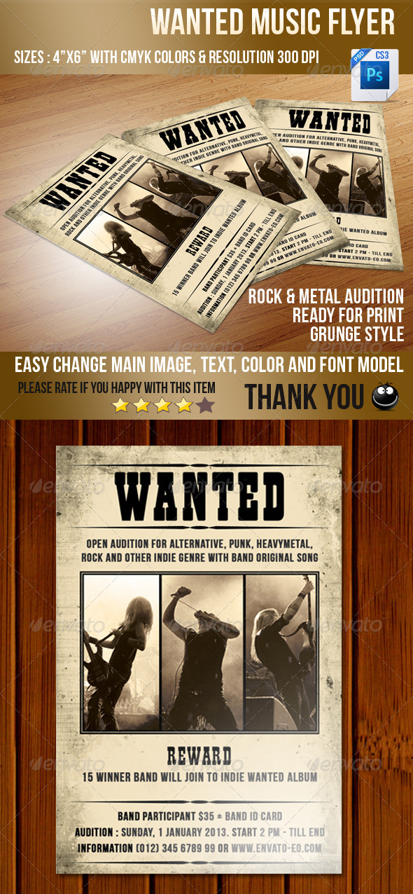 Wanted Music Flyer - Concerts Events