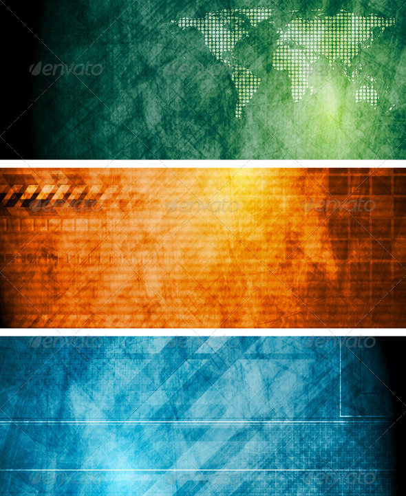 Vintage vector hi-tech banners - Backgrounds Decorative