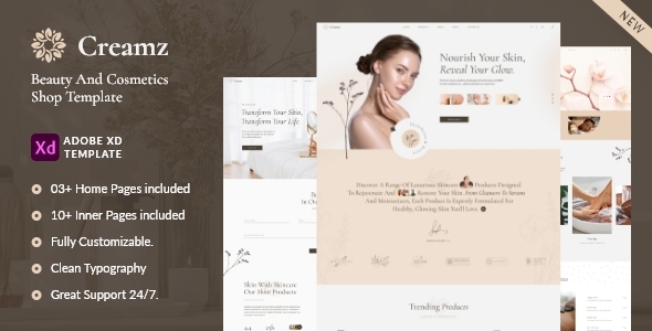 Creamz - Beauty Salon, Spa & Cosmetics Shop XD Template