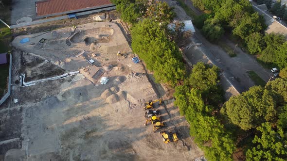 The Huge Metal Structure on the Construction Site Aerial View alt