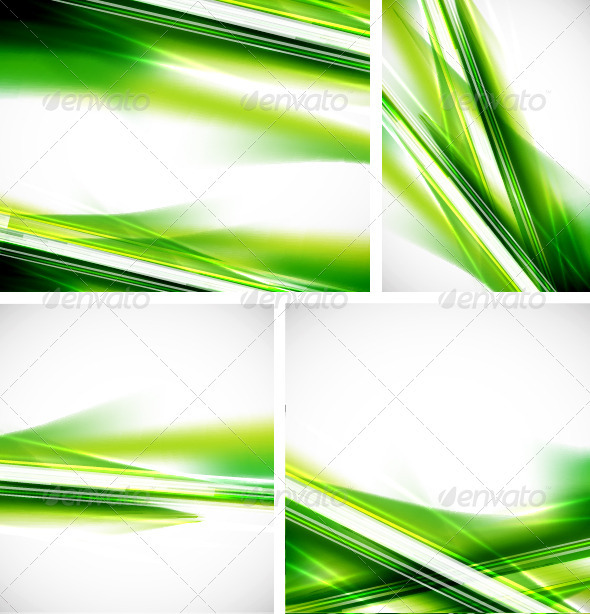 Glowing Green Lines Backgrounds Set - Backgrounds Decorative