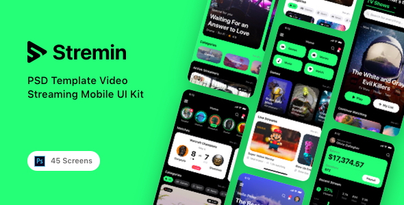 Stremin - PSD Template Video Streaming Mobile UI Kit