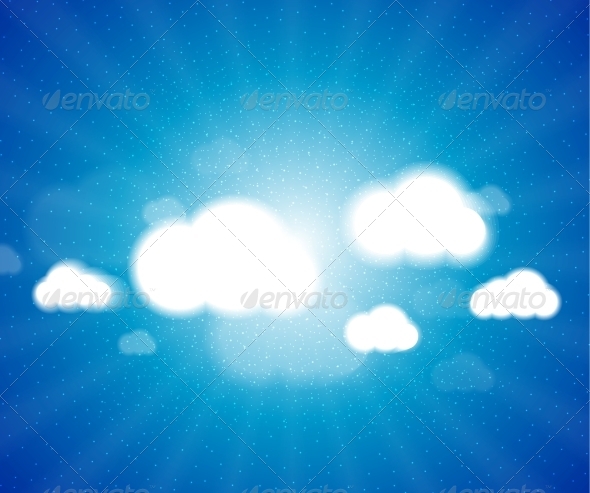 White clouds in the blue clear sky. Vector backgro - Backgrounds Decorative