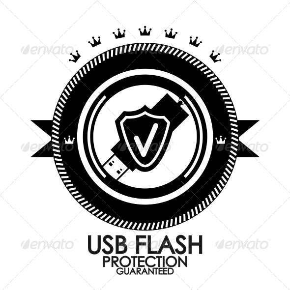 Black retro vintage label | tag | badge | usb flas - Web Elements Vectors