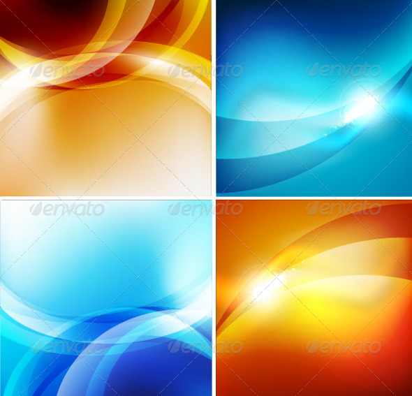 Glossy Colorful Vector Waves - Backgrounds Decorative
