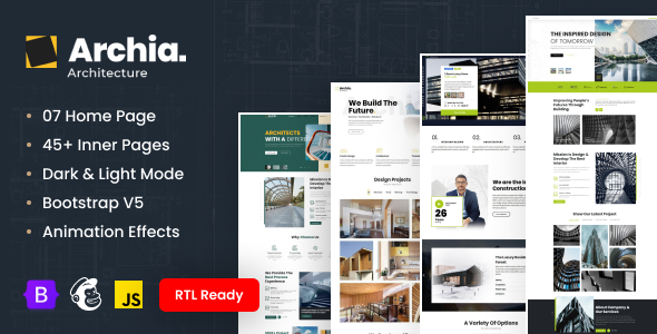 Archia - Architecture and Interior Design RTL Ready Template