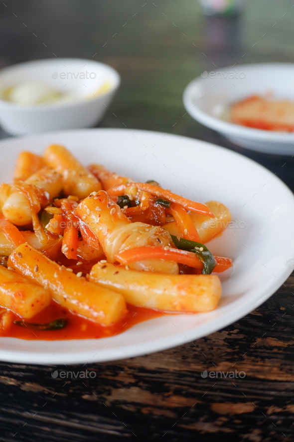 Plate of traditional Korean Tteokbokki Stock Photo by wirestock