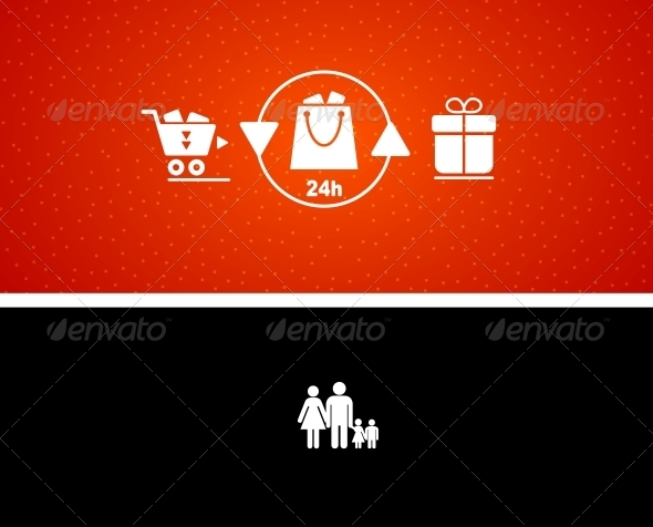 Vector illustration of gift buying and presenting - Backgrounds Decorative