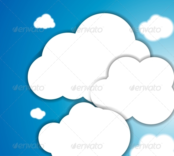 White clouds in the blue clear sky. Vector backgro - Backgrounds Decorative
