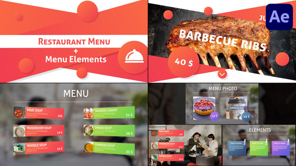 Restaurant Menu and Elements for After Effects