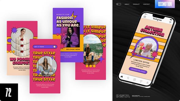 Lovely Fashion Stories Video Displays template preview